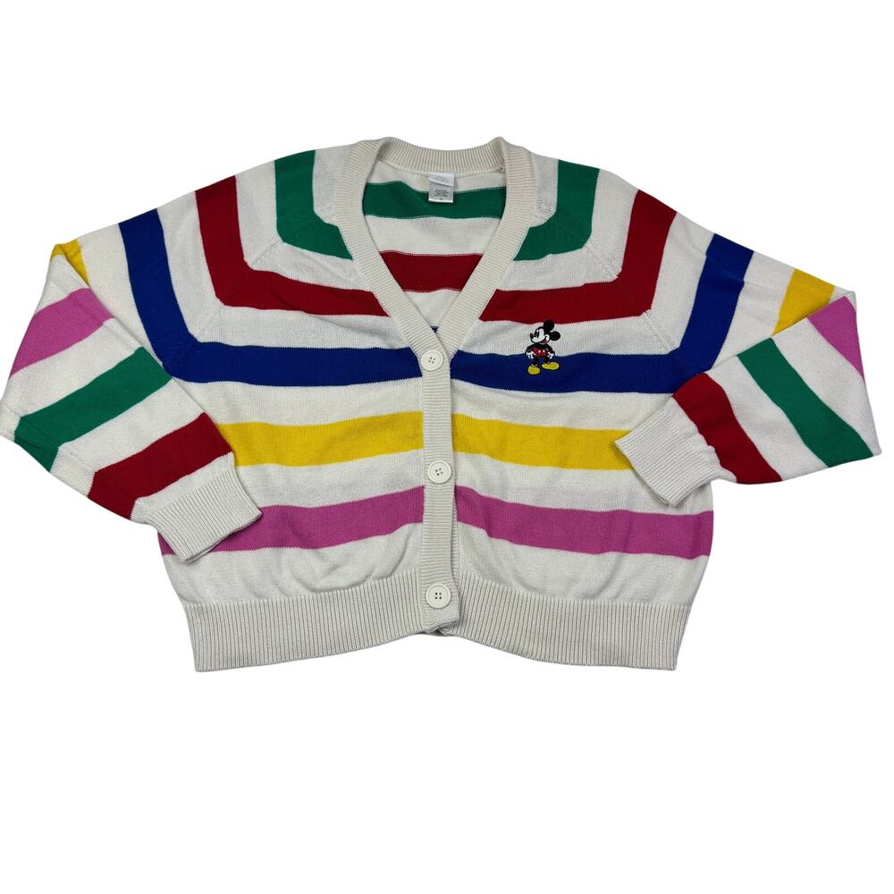 Disney 100 Retro Reimagined Rainbow Stripes Mickey Mouse Cardigan Women's XL